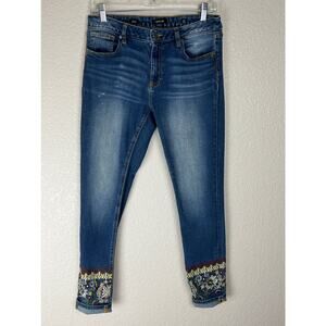 Miss Me Wander Lust Ankle Embroidered Skinny Jean
